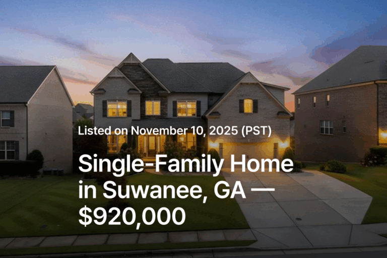 Single-Family Home in Suwanee, GA — $920,000