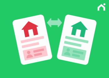 Two home loan documents with comparison arrows representing mortgage income documentation options