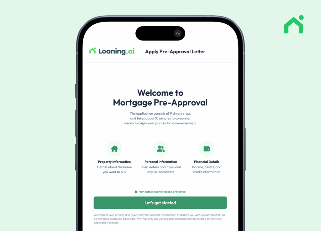 Loaning.ai에서 모바일로 사전승인서 받기