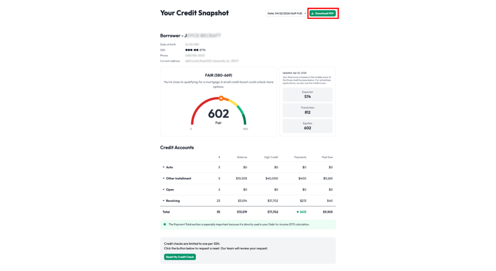 모기지 크레딧 스코어 확인