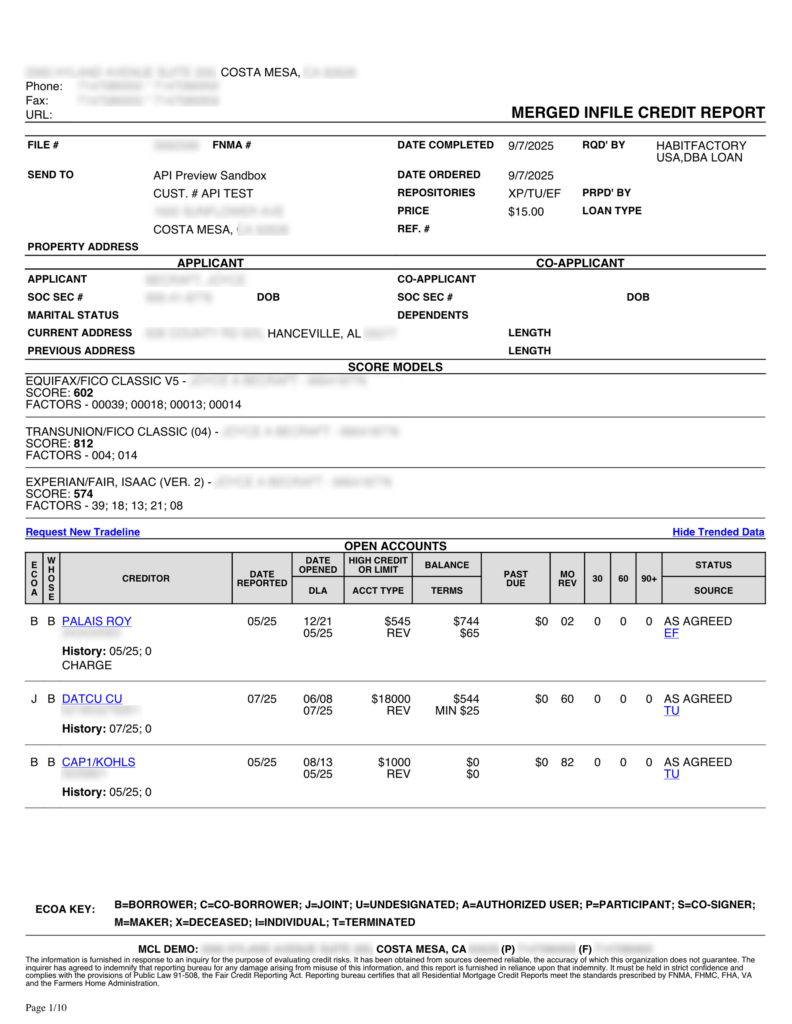 모기지 크레딧 스코어 확인